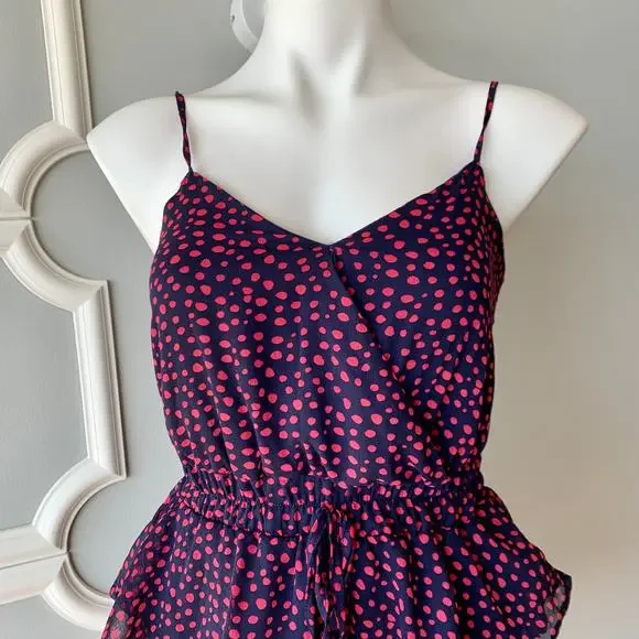 Row A Ruffle Tiered Polka Dot Strappy Chiffon Mini Dress Size XS - Picture 2 of 8